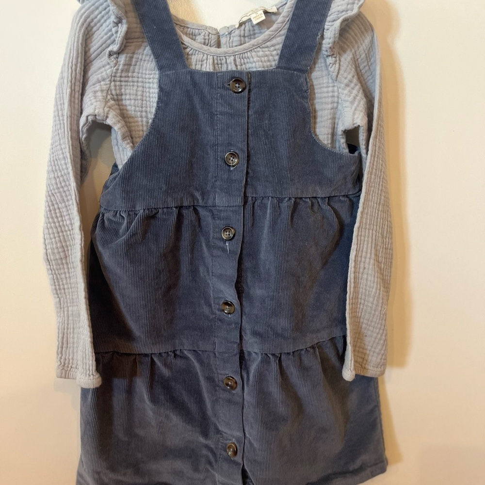 Blue-gray Corduroy Kids Dress